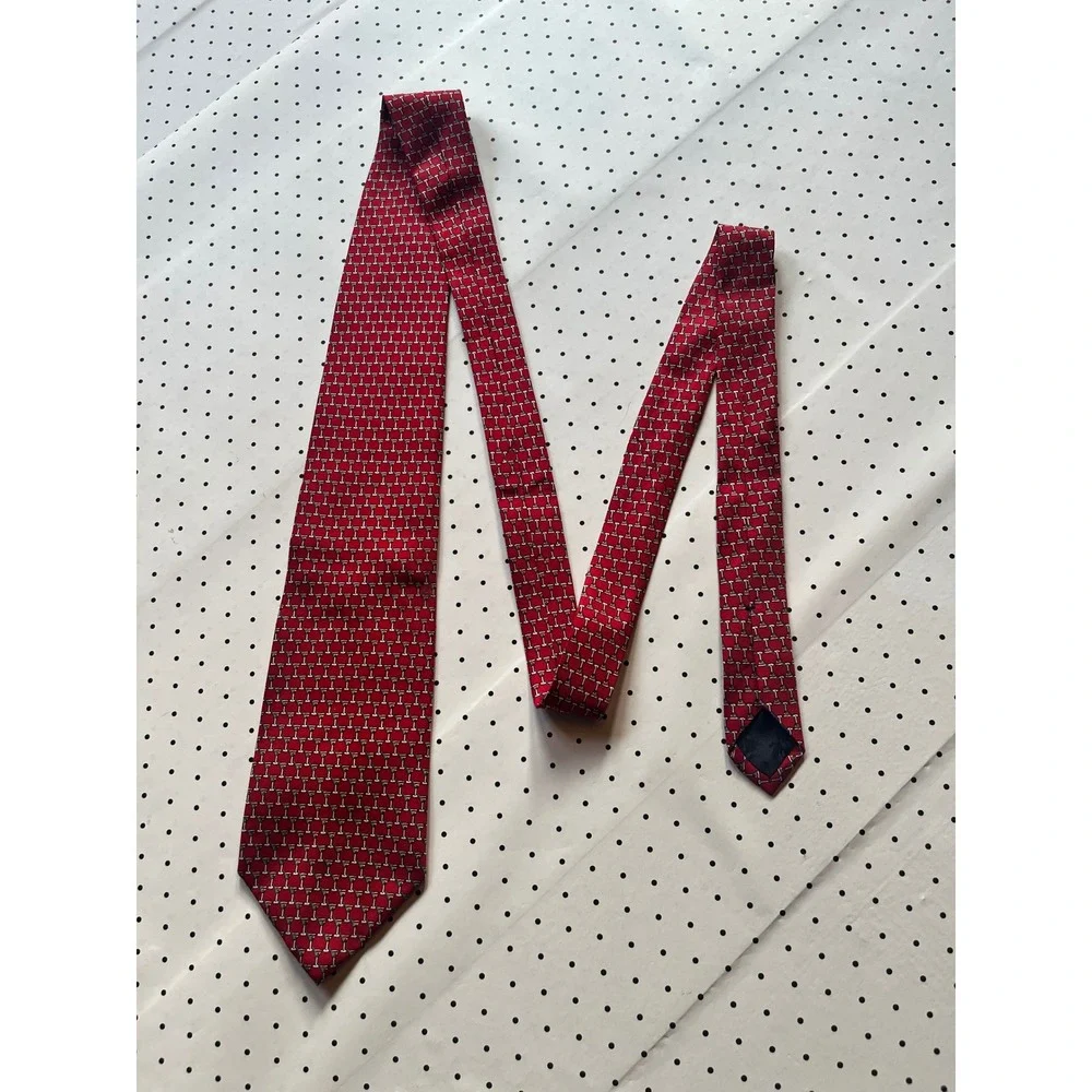 Brooks Brothers 346 Mens Red Silk Martini Cocktail Glass Print Tie Made USA